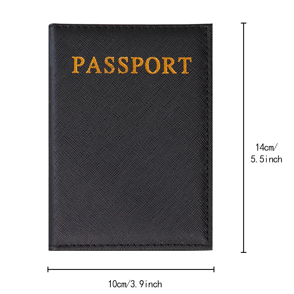 Waterproof Black Leather Passport Holder with Customizable Engraving