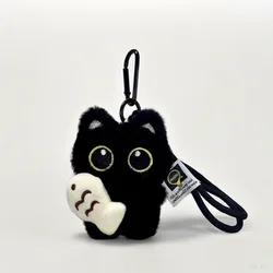 Chic Plush Black Cat Keychain Pendant - Cute Gift Accessory (Style A)