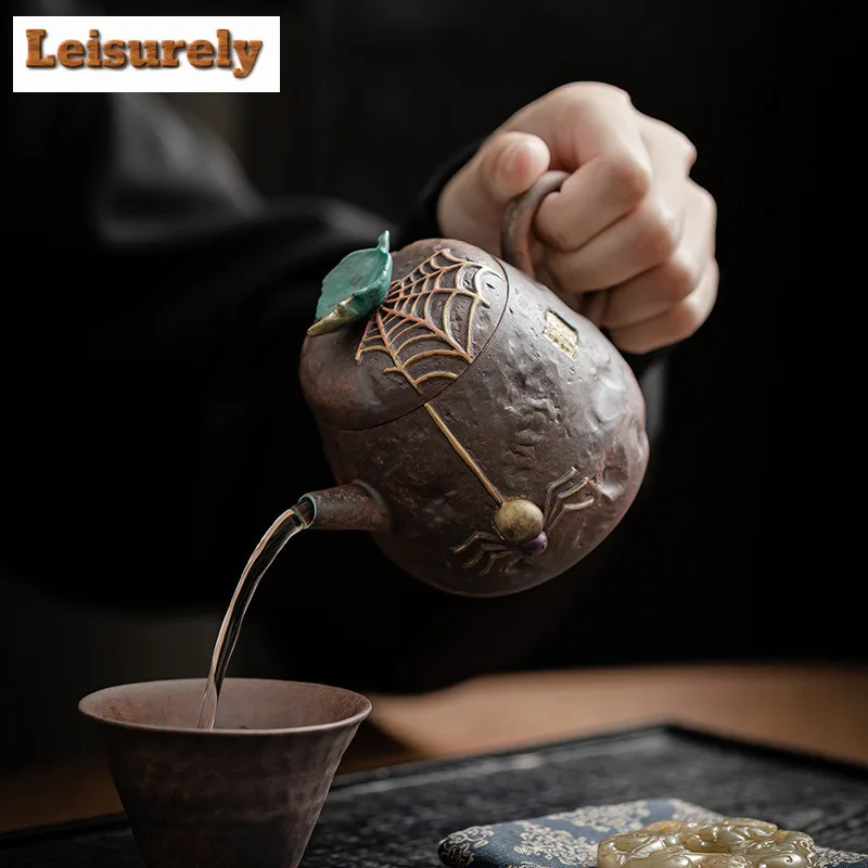 180ML Creative Coloful Spider Teapot Handmade Old Rock Mud Pot Household Tea Soaking Ball Hole Filter Kettle Chinese Tea Set