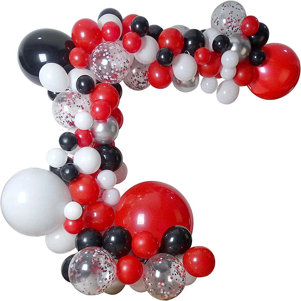 

Red Black Silver Balloon Arch Garland Kit Confetti Ballon Casino Party Decor Graduation Wedding Bridal Shower Helium Decorations