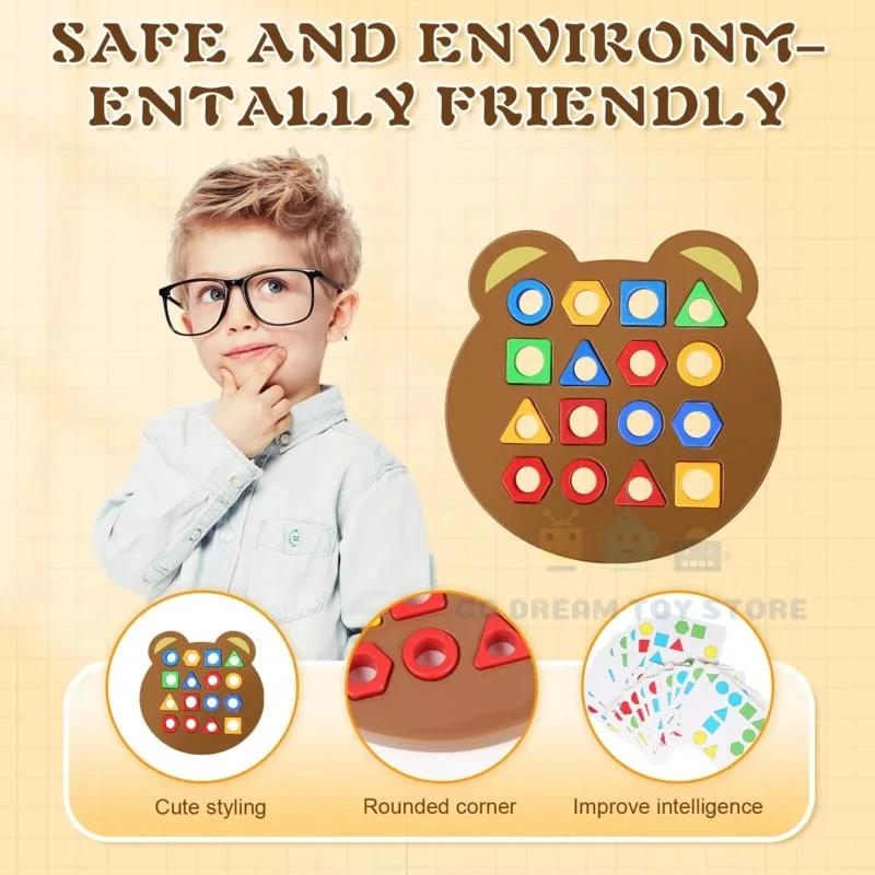 Parent-child Interaction Board Game Geometric Shape Color Cognitive 3D Puzzle Children Reaction Learning Board Developmental Toy 2