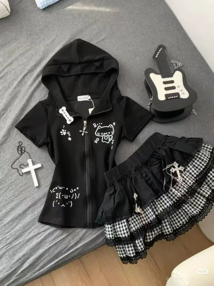 Y2k Plaid Subculture Retro Short Skirt Women Casual American Vintage Punk Rock Style Slim Streetwear Mini Skirt Summer Spring