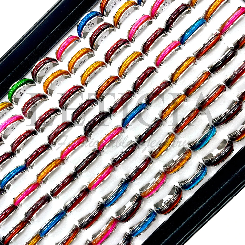 

50/100pcs Colorful Fashion Stainless Steel Rings Mixed Color Ring Set Fashion Accessories Birthday Gifts