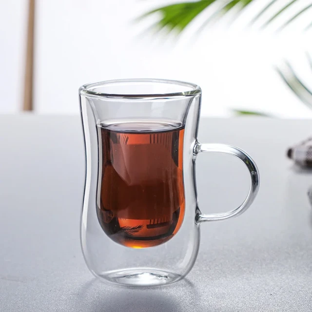 80ml Double Wall Glass Mugs Clear Borosilicate Glass Mugs Heat-resistant  Tea Hot Beverage Wine Coffee Cup Birthday Gifts