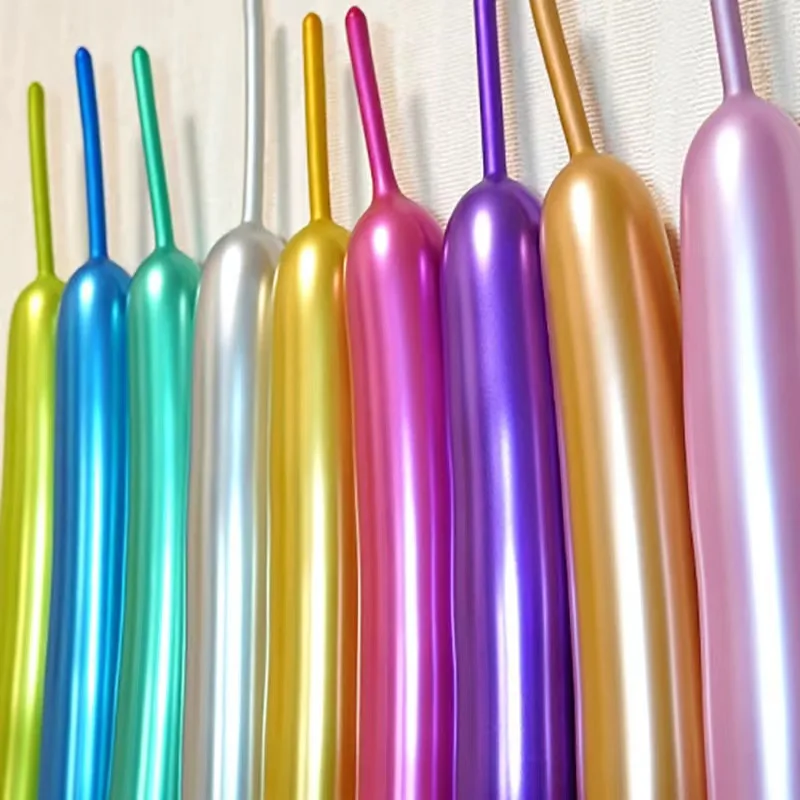 

100/10pcs Long Strip Balloons Thickened DIY Glossy Latex Balloon Metal Colorful Inflatable Globos Wedding Birthday Party Decor