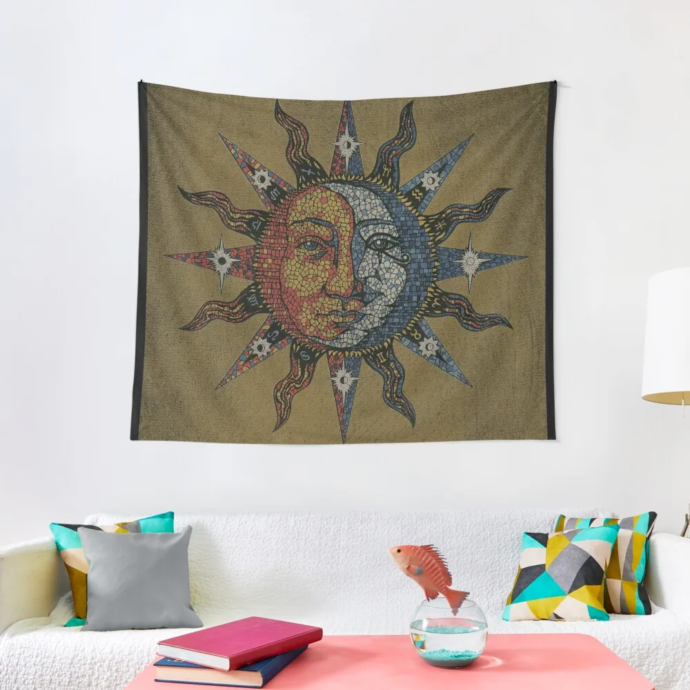 

Vintage Celestial mosaic Sun & Moon Tapestry decoration room nordic home decor wall carpet