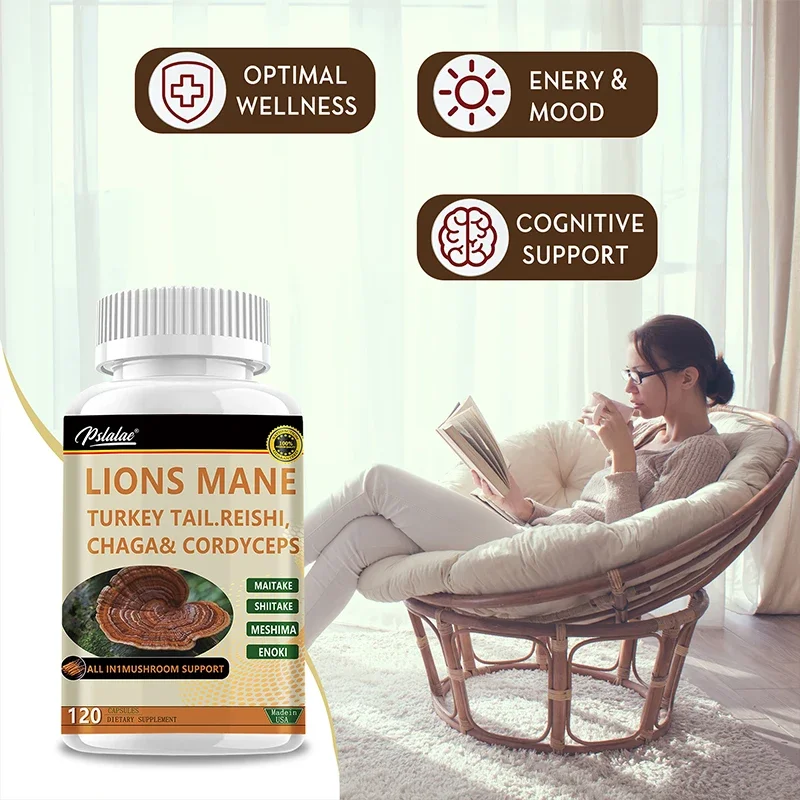 Lion's Mane Benefit Brain & Memory Immune Gain Energy Support Mood and Stress