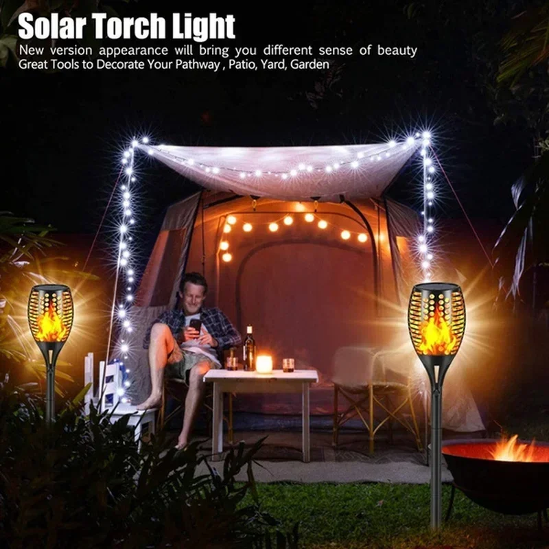 Description Picture 2 of item4/2/1Pcs Solar Flame Lights Torch Flickering Light Waterproof Garden Decoration Outdoor Lawn Tiki Led Path Yard Patio Floor Lamp