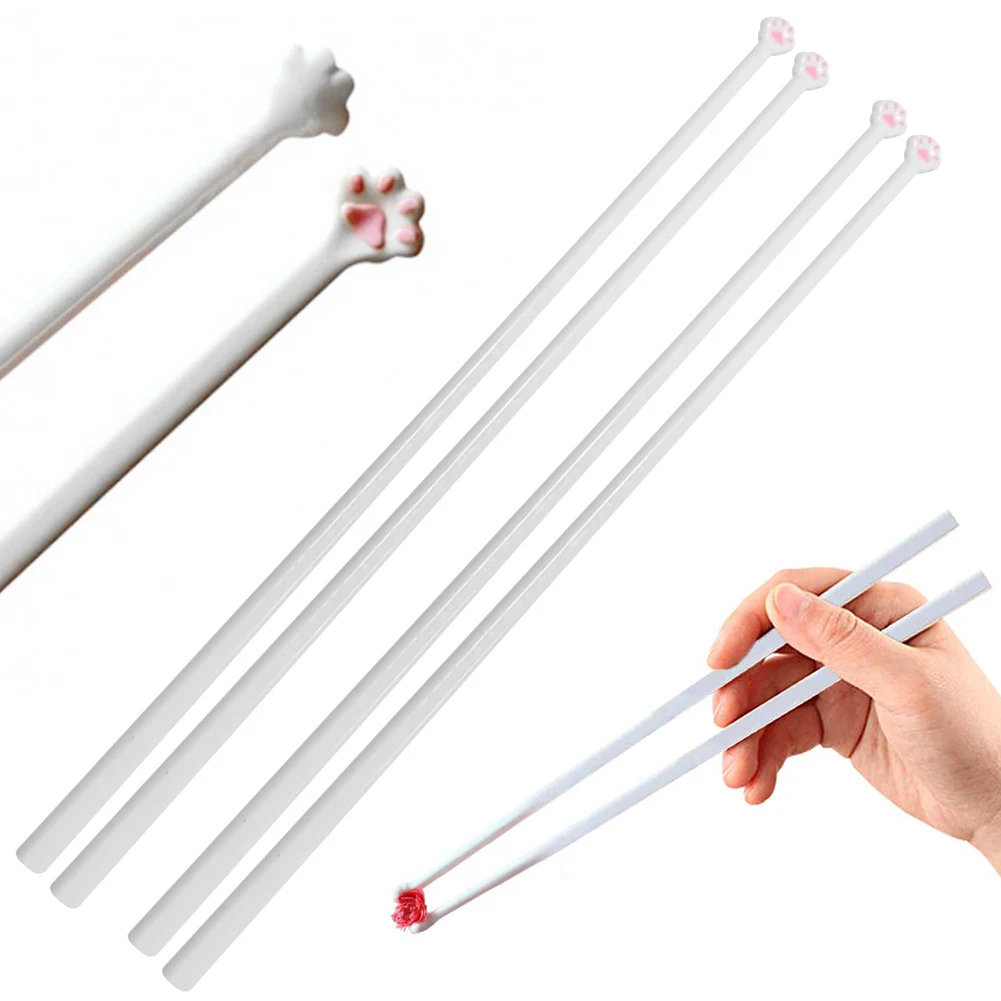 New Cat Paw Chopsticks For Baby Kids Beginners Creative Cute Kitten Paw Chopsticks Baby Eating Helper Home Kitchen Chopstick
