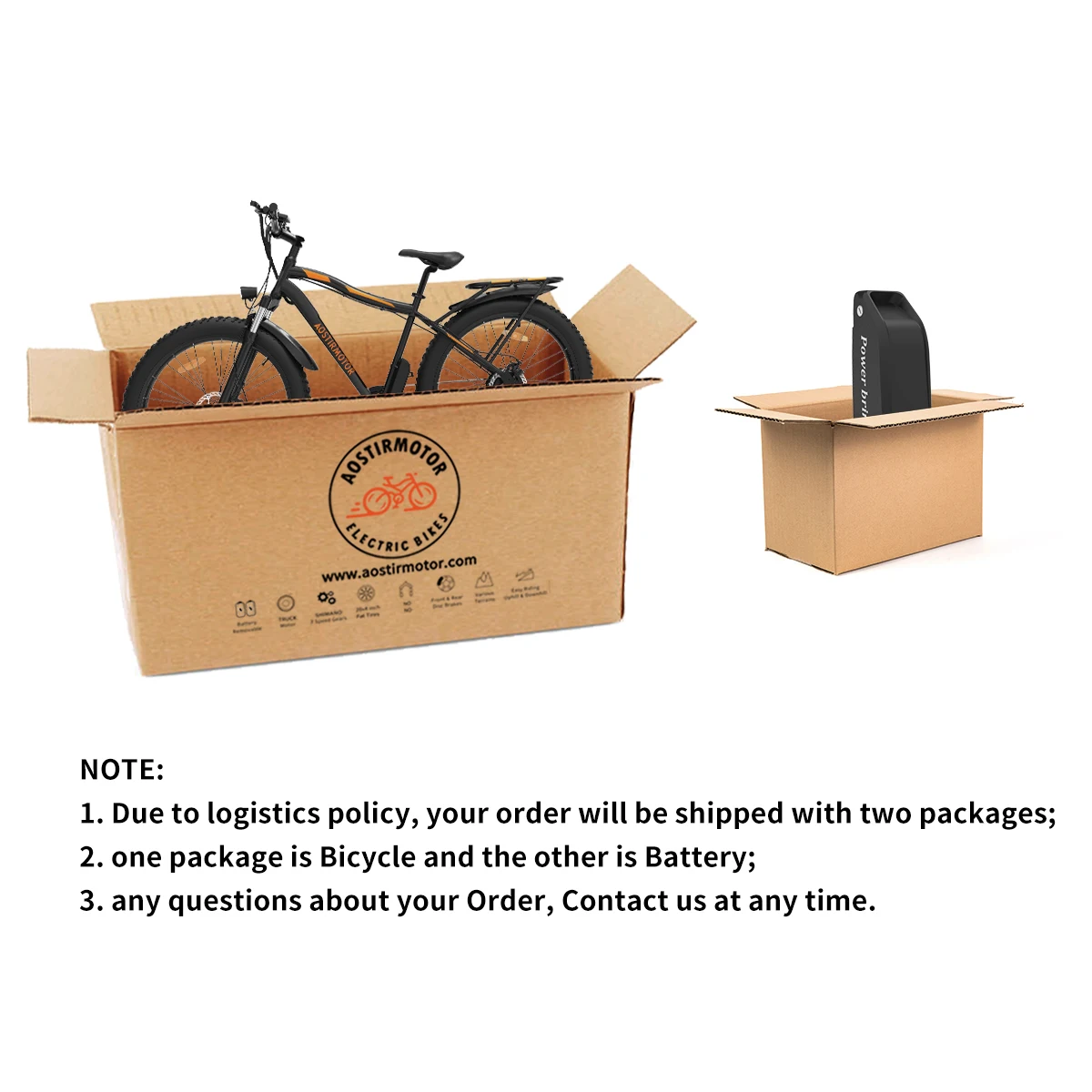 AOSTIRMOTOR S07-B 26" 750W Electric Bike Fat Tire P7 48V 13AH Removable Lithium Battery for Adults with Detachable Rear Rack Fen 4