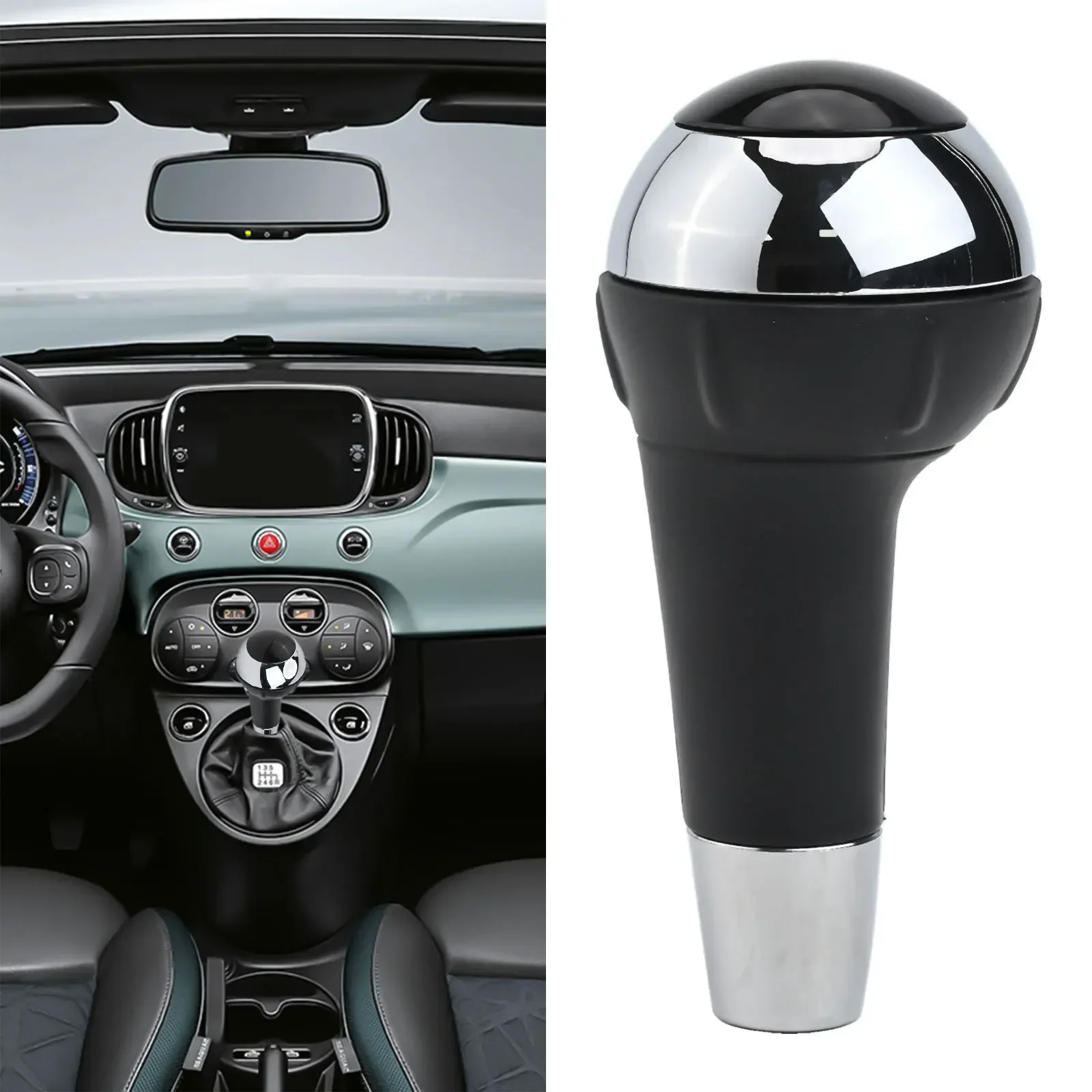 Chrome Silver Shift Knob Automatic Shift Knob Easy Installation Effortless Gear Changes For FIAT 500 2012-
