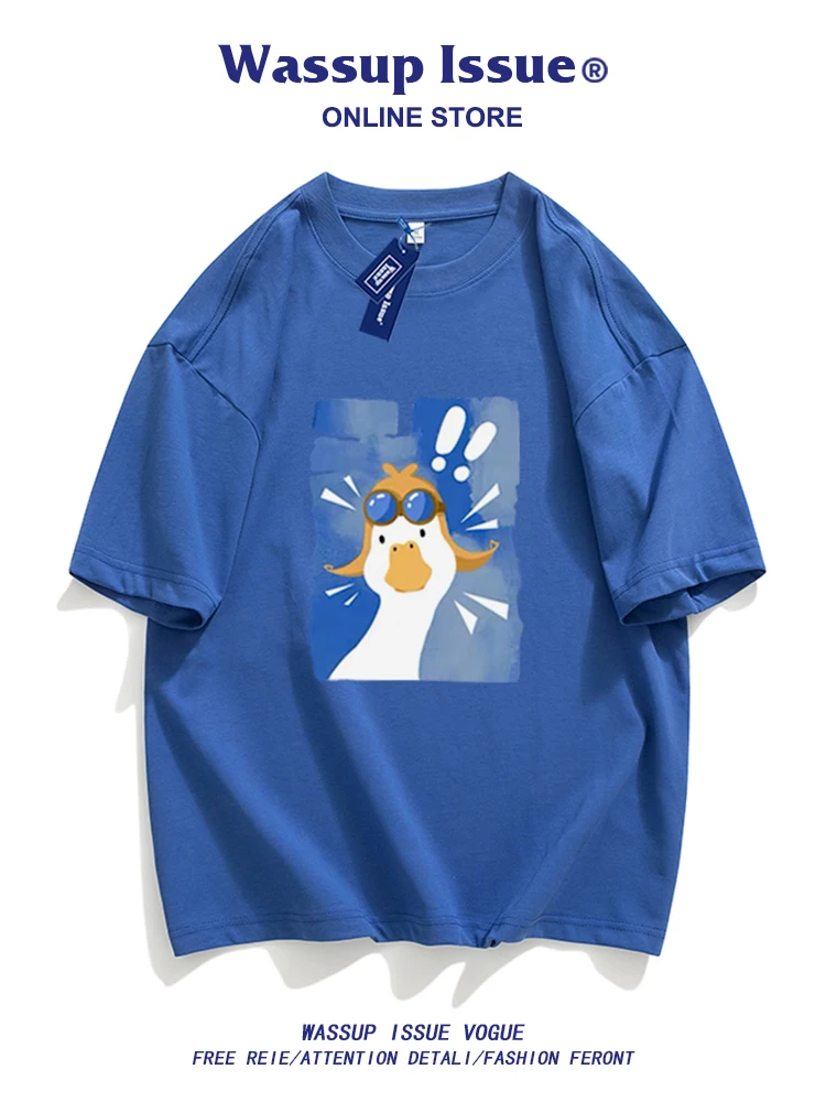 

Новинка летняя футболка WASSUP из чистого хлопка с рукавами Мужская Американская свободная голубая футболка Klein с коротким рукавом