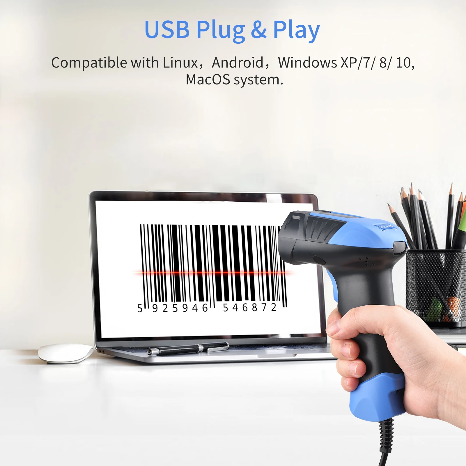 M9 Handheld 1D/2D/QR Barcode Scanner USB Wired Bar Code Reader Manual/Auto Trigger Scanning CMOS Support Paper Code/Screen Code hp scanner