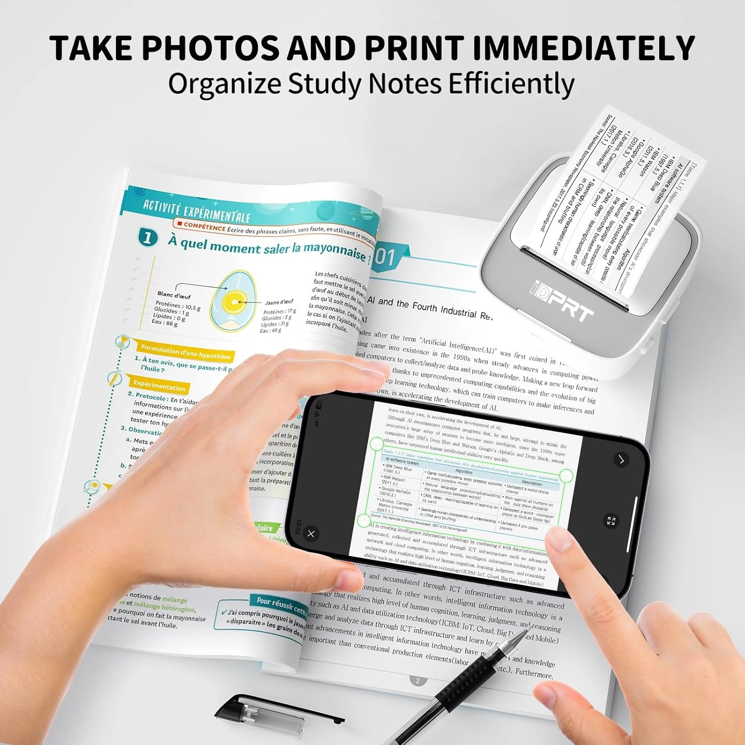 HPRT S1 Mini Bluetooth Thermal Printer or 57mm Photo Paper Sticker Inkless Printing Compatible Android & iOS
