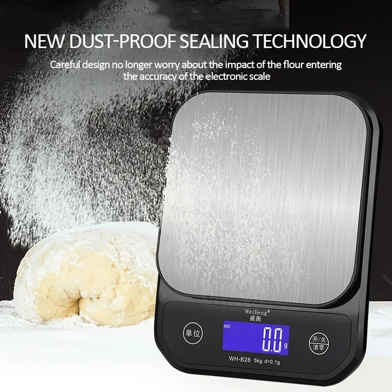 Waterproof Stainless Steel Digital Kitchen Scale with USB Charging and LCD Display