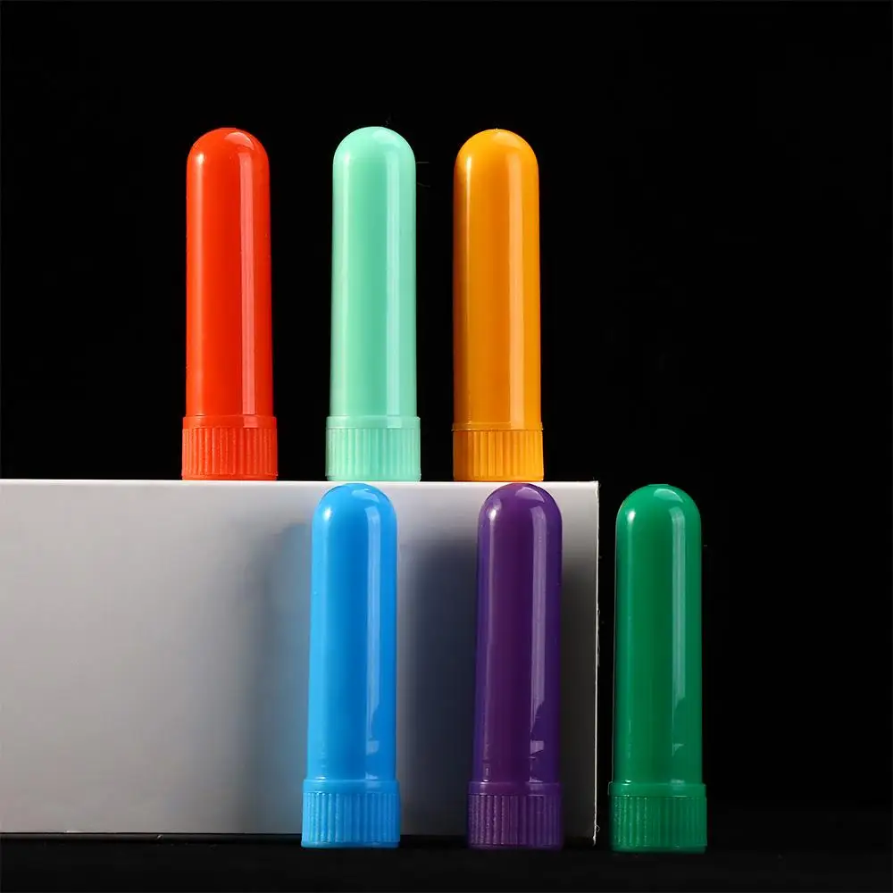 

Hot Sale 12 Empty Tubes White Cotton Wicks Refillable Health Care Inhaler plastic tube Nasal Inhaler Sticks Nose tube