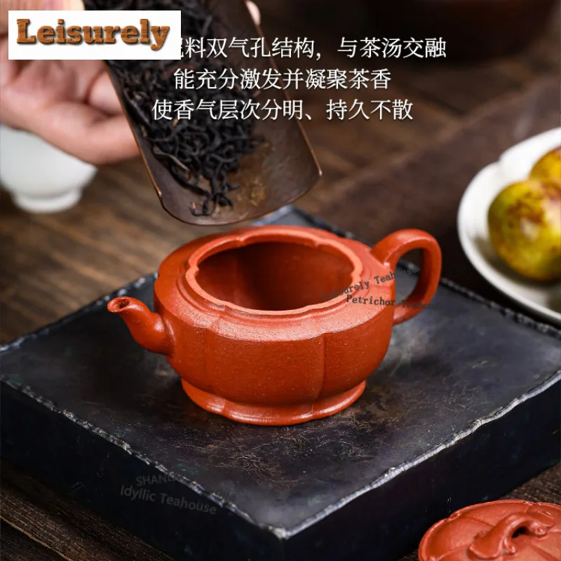 120ml Classic Yixing Purple Clay Teapots Handmade Rib Pot Raw Ore Zhu Mud Kettle Chinese Zisha Tea Set Tea Services Decoration
