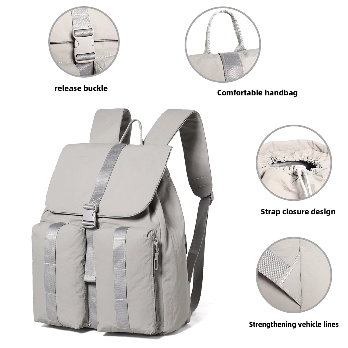 Drawstring Backpack for Women 2025 New Fashion Versatile Travel Lightweight Backpack Small Commuter Waterproof Small School Bag Couple Student Class