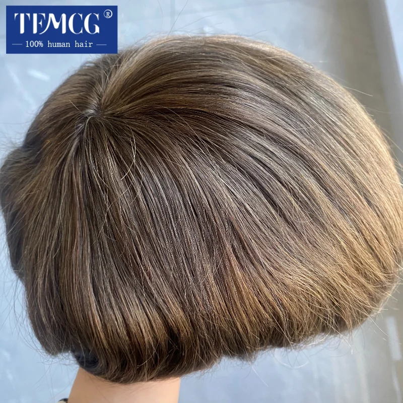 Male Hair Prosthesis Australia-Double Layers Toupee Men Wig Human Hair Wigs For Men Breathable System Men's Capillary Prosthesis