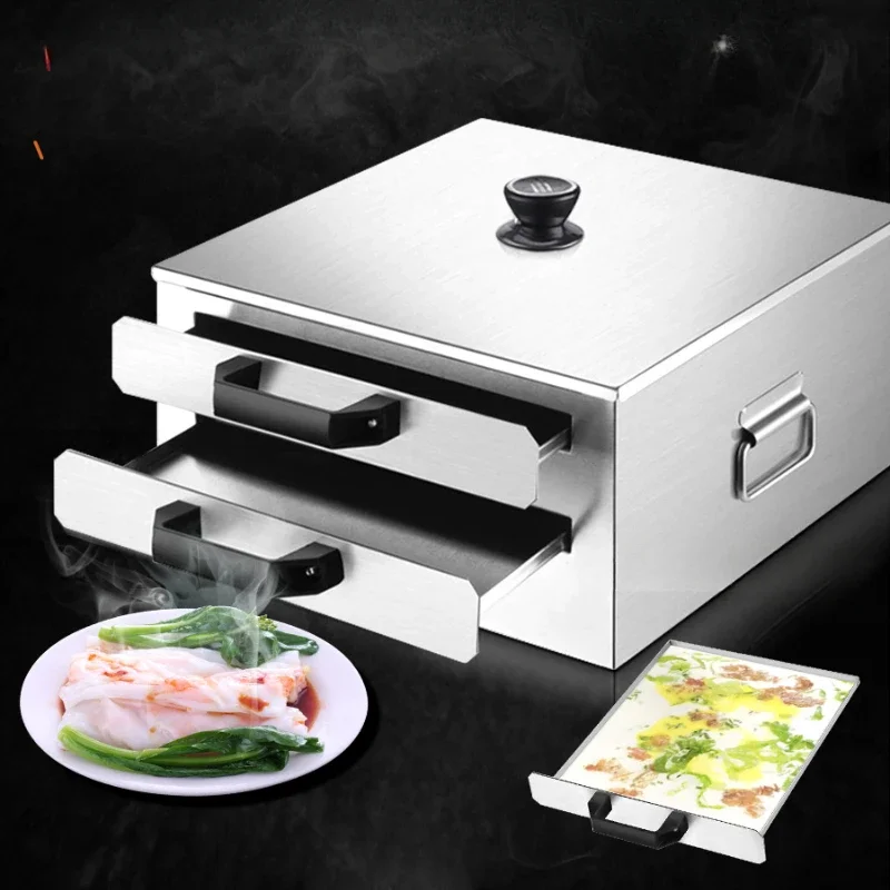Rice roll machine small household 304 stainless steel drawer type tray steamer mini household Guangdong rice roll steamer 2