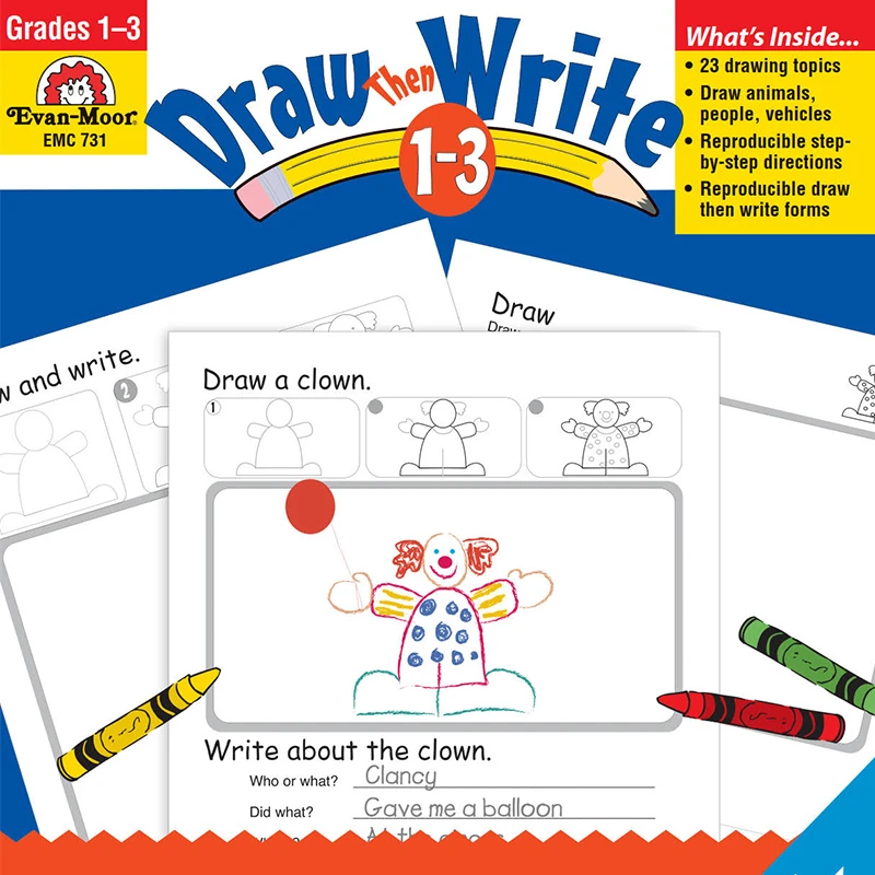 child draw then write games activities worksheets drawing for kids learning english workbooks homeworks learn english passages aliexpress