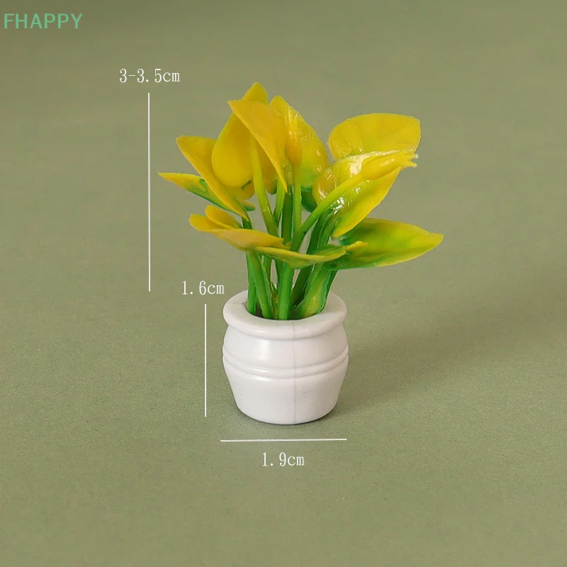 Miniature Ornament Miniature Scenery Material 1PC Doll House Mini Plant Model Mini Green Plant Potted Outdoor Landscape Flower Bed