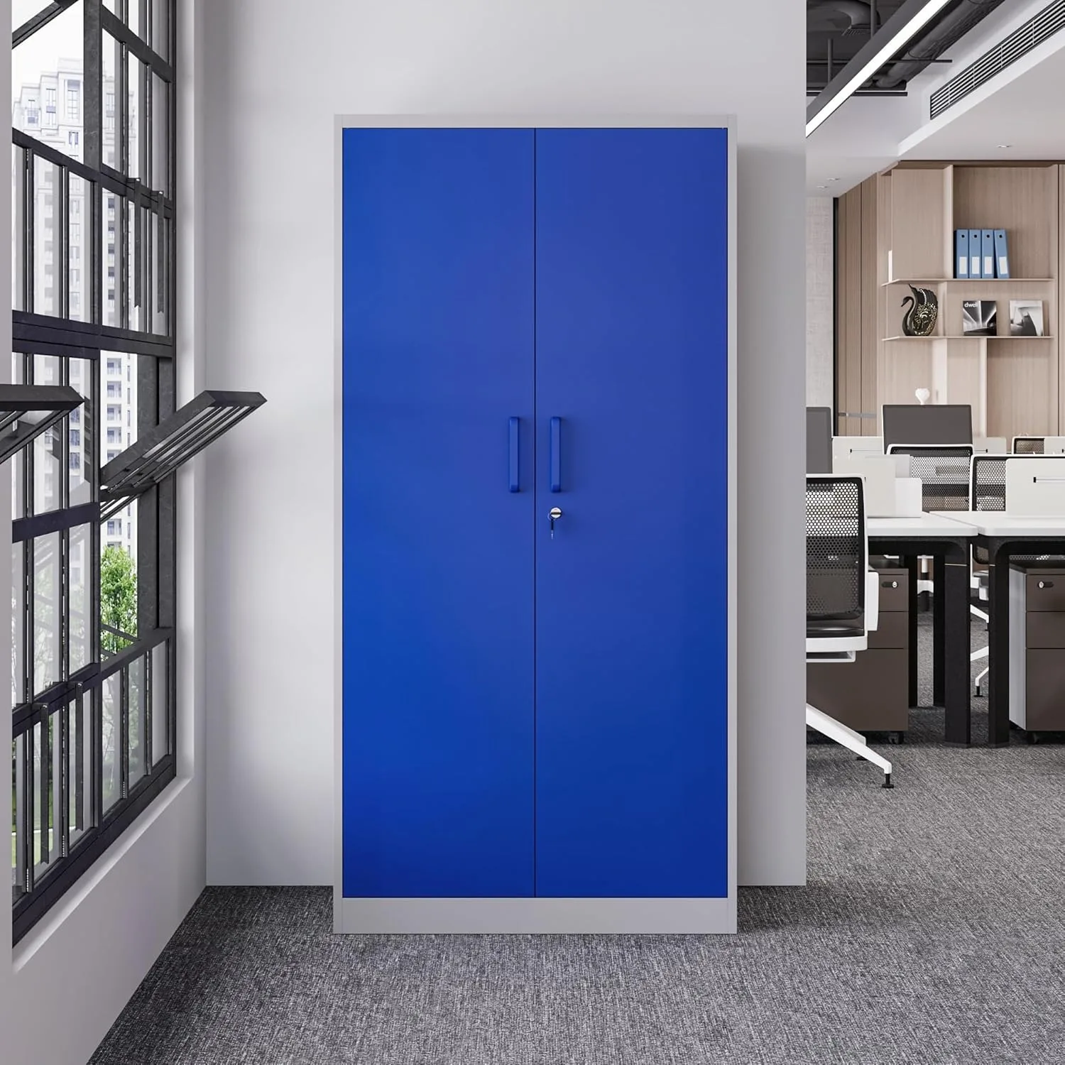 Metal Garage Storage Cabinets with Lock Door and Adjustable Shelves, Steel Tool Cabinets for Warehouse Organisieren (Blue Gray) 6