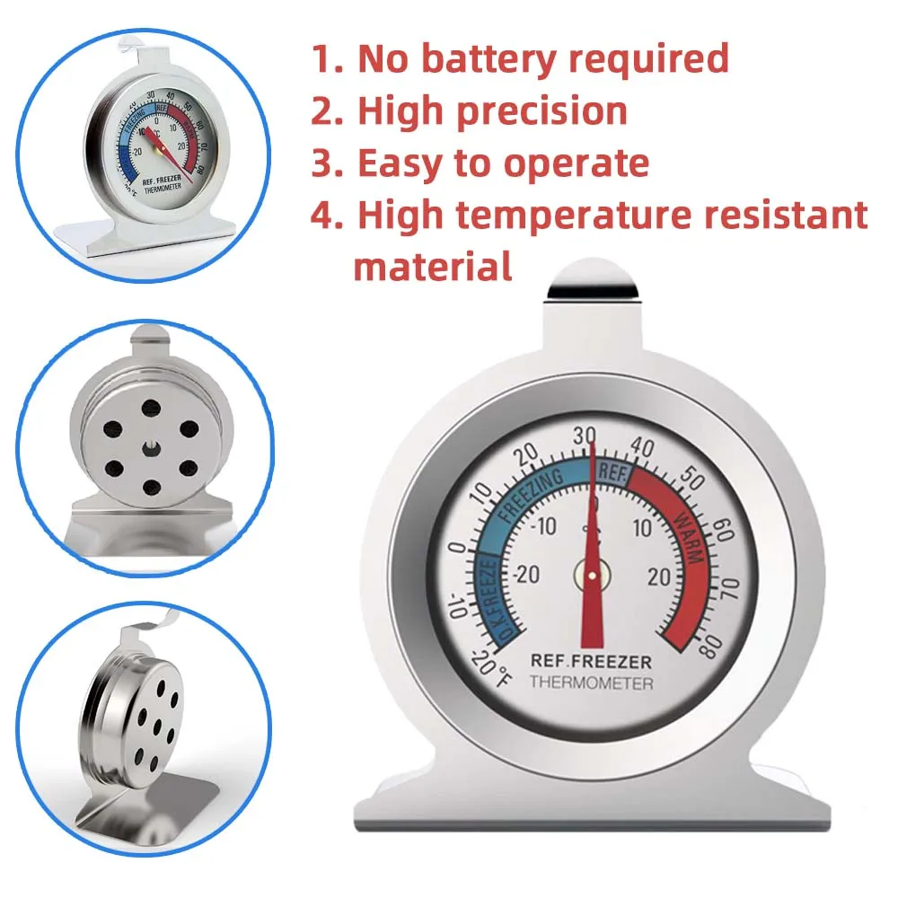 

Refrigerator Thermometer Stainless Steel Fridge Freezer Thermometers Mini Kitchen Fridge Temperature Sensor Meter Gauge Dial