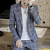 2024 Spring New Men's (suit + Trousers) Korean Version Slim-fit Trend Fashion Classic All-in-one Guy West Suit Two-piece Set 1