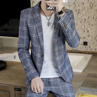 2024 Spring New Men's (suit + Trousers) Korean Version Slim-fit Trend Fashion Classic All-in-one Guy West Suit Two-piece Set 1