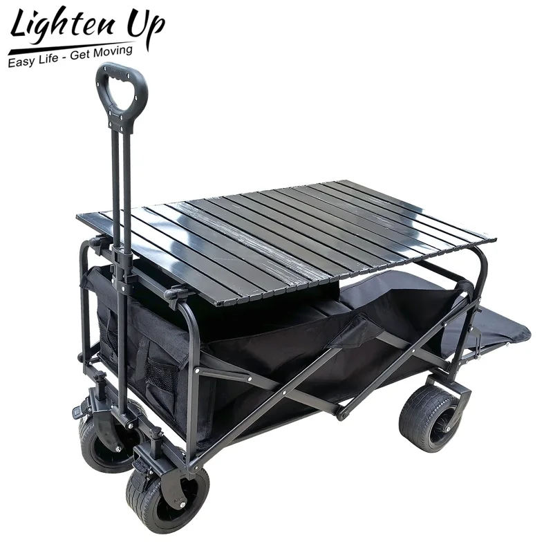 Heavy Duty Large Capacity Folding Wagon Shopping Beach Garden Pull Trolley Collapsible Folding Outdoor Portable Utility Cart