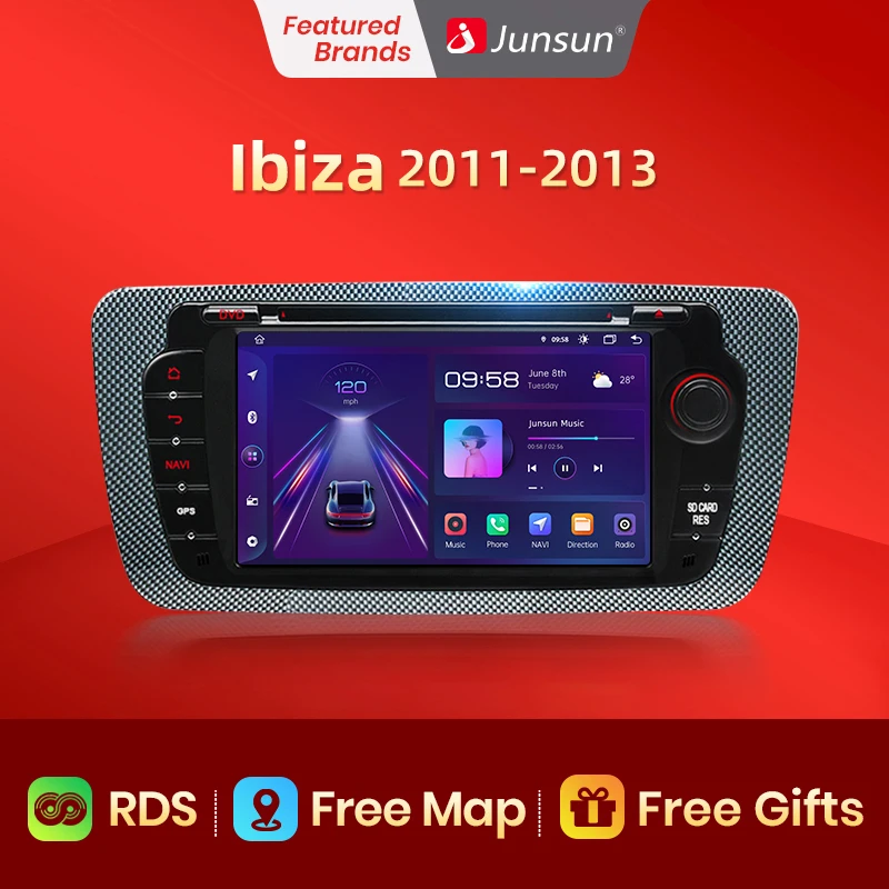 

Junsun AI Voice 2 din Android Auto Radio for Seat Ibiza 6j 2009 2010 2011-2013 Carplay Car Multimedia RDS GPS No 2din autoradio