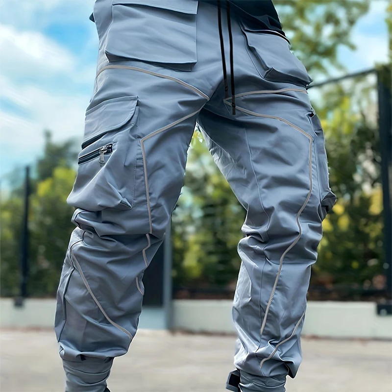 Spring Autumn Loose Casual Streetwear Patchwork Hip Hop Cargo Pants Male Elastic Waist Trend Fashion Harajuku Y2K Trousers Men