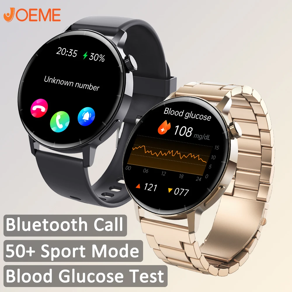 Blood Sugar Glucose Monitor Sport Fitness Men Smart Watch 1.35 Inch Hd