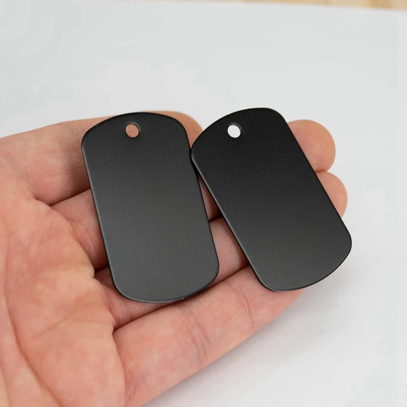 50 Pcs Metal Stamping Blanks Black For Stamping, Engraving Blanks Aluminum Stamping Blanks Keychain Blank Dog Tag Easy Install 4