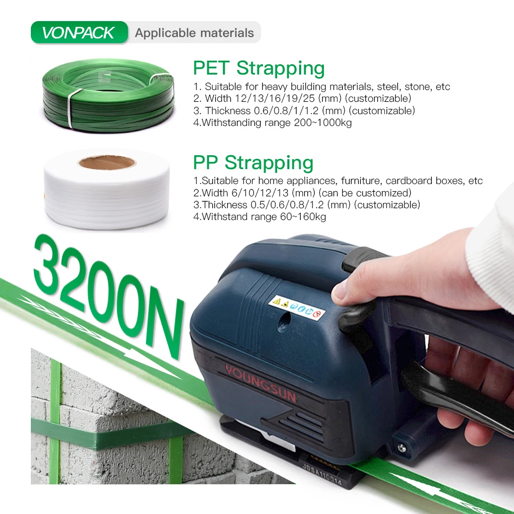 V2 carton pallet  electric binding tools rechargeable lithium battery powered automatic strapping machine 2