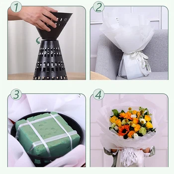 1 pz. Fodera per imballaggio di fiori in plastica, supporto per piante, materiale da imballaggio, fissaggio, disposizione della base del bouquet, forniture floreali