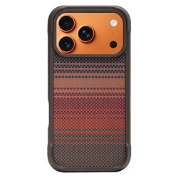Geometric Tech Woven Magnetic Matte Shockproof Hard Protective Case - iPhone 16 Pro Max (Brown)