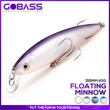 

GOBASS Fishing Lures Minnow Artificial Bait with Strong Hooks 15.5cm 43g Crankbaits Floating Minnow Lures For Fishing Goods