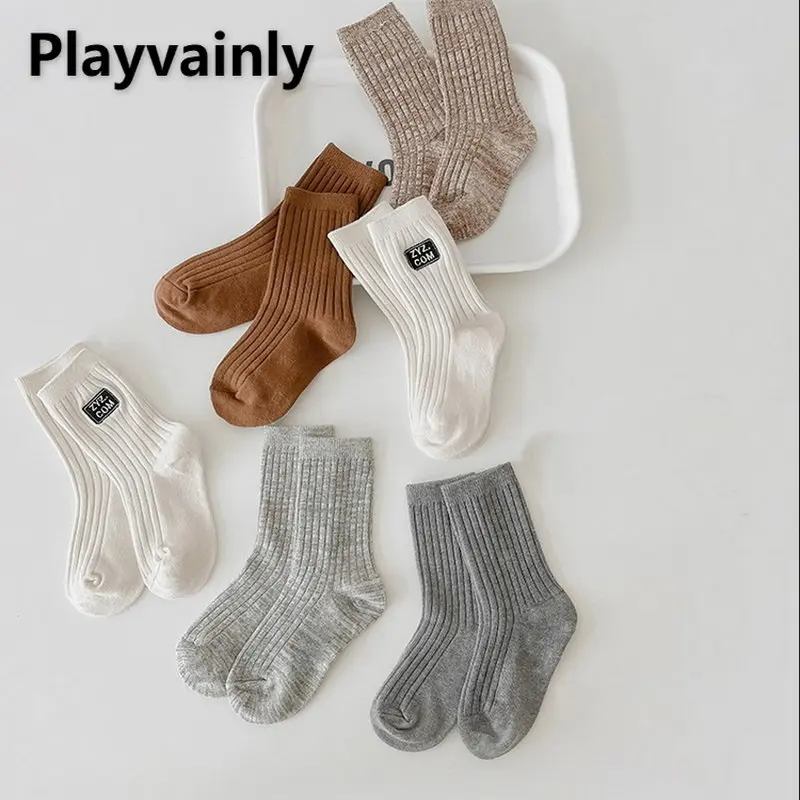 

Autumn Stockings Baby Boys Girls Socks Letter Embroidery Ventilation Medium Stockings Cotton Baby Socks Children Socks E1243