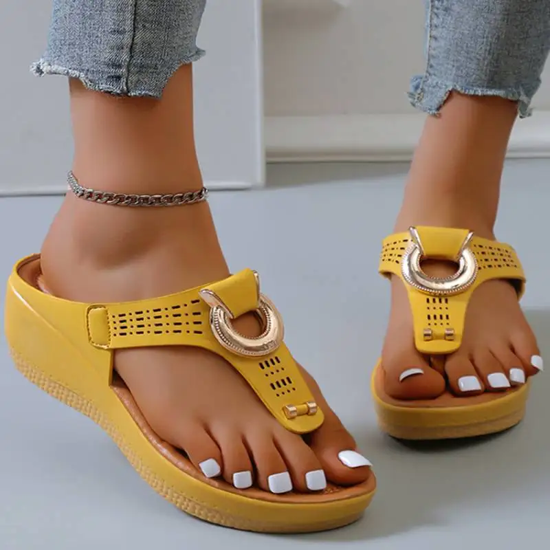 

Women Slippers Summer Fashion Wedge Platform Sandals Outdoor Casual Open-Toed Shoes Comfortable Retro Rome Beach Slides 2023 New