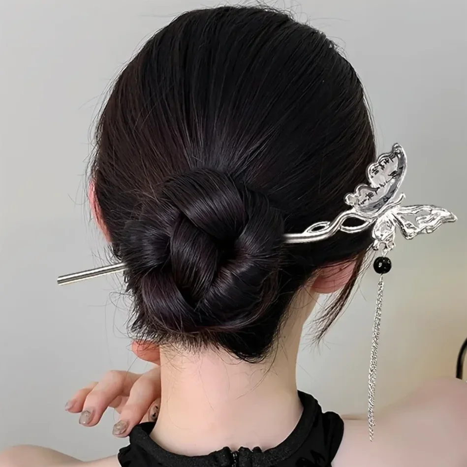 Einfache Haarstäbchen aus Legierung für Frauen und Mädchen, Metall-Haarnadeln, Vintage-Blumen-Haargabeln, Haaraccessoires, Geschenk – Detail 11