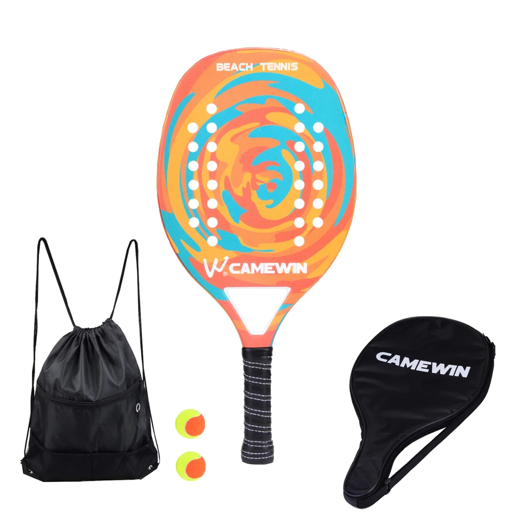 High Quality Carbon and Glass Fiber Beach Tennis Racket with Racquet Protective Bag Cover Balls and Backpack