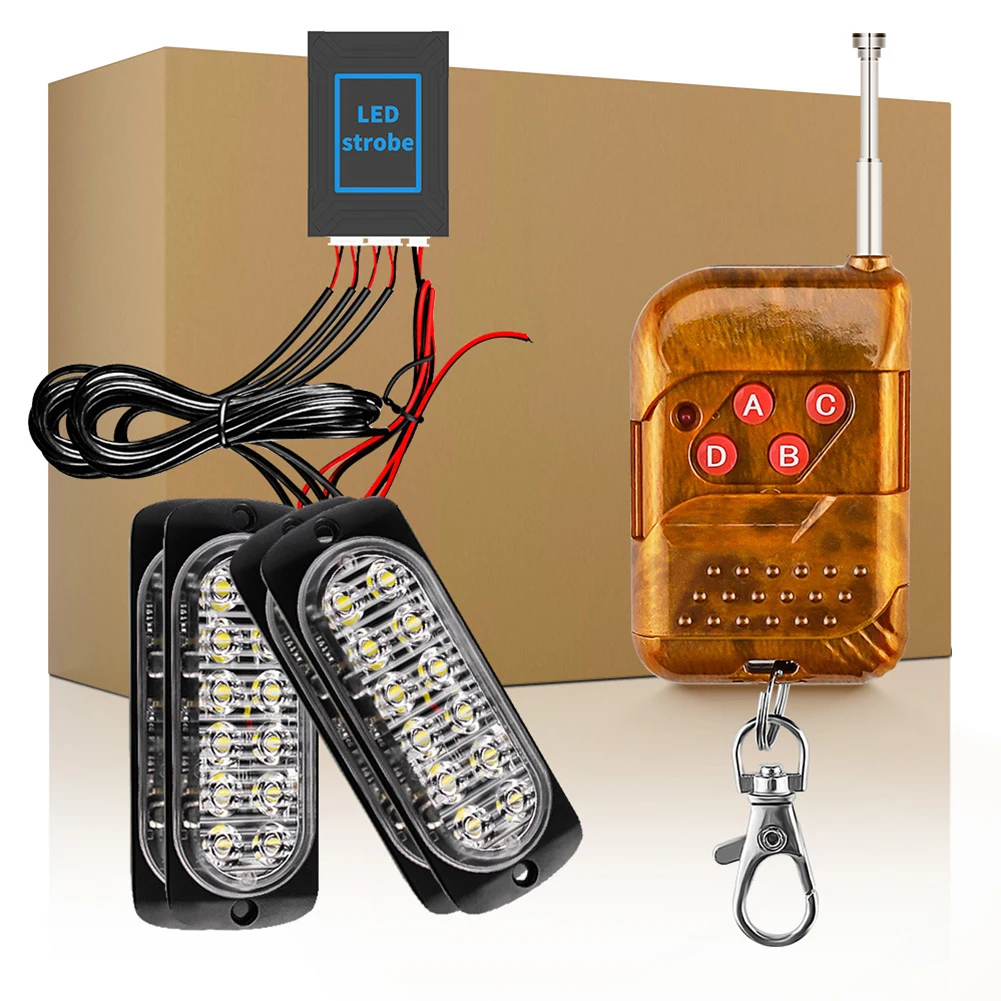 

4x Car Pickup Truck Strobe Light 18W Beacon Strobe Lights Mid-grid Side Lights 12LEDs 12V 16 Mode Side Lights None