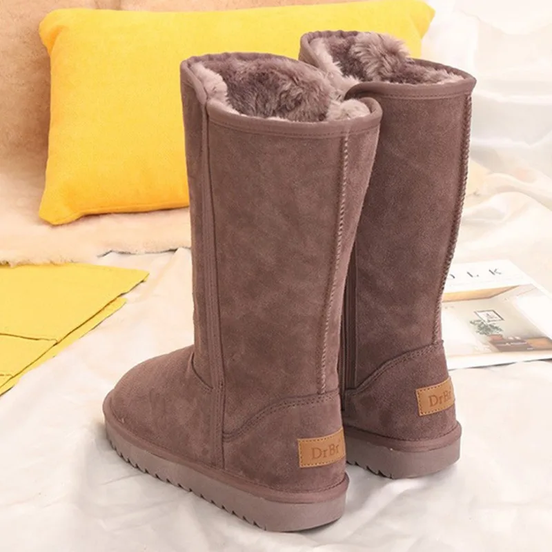 

High Boots For Women Winter New Style Plush Thickened Side Zipper Large Long Northeast Snow Shoes