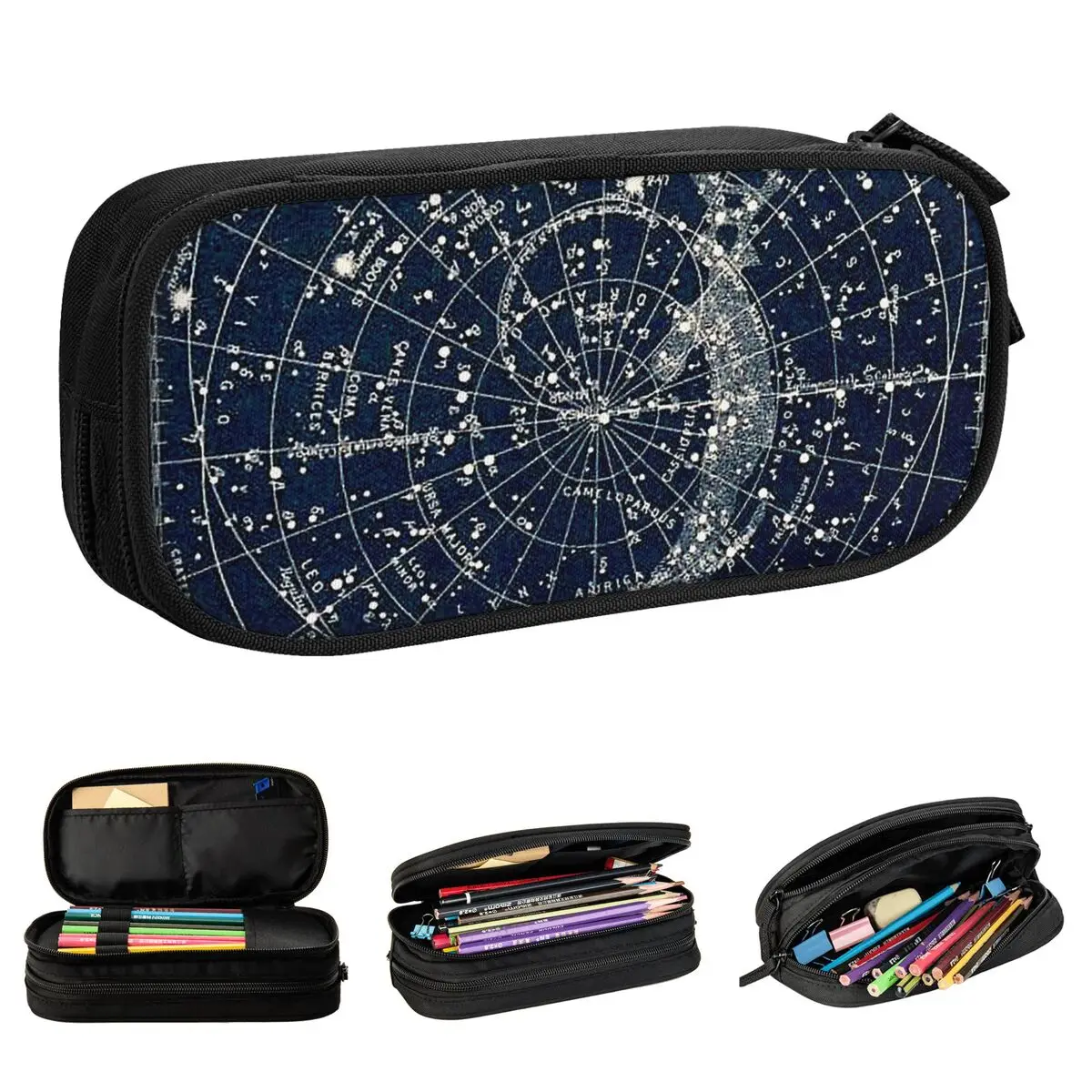 

The Star Constellations Vintage 1900 Galaxy Pencil Cases Fun Pen Box Bag Kids Big Capacity Students School Gifts Pencil Pouch