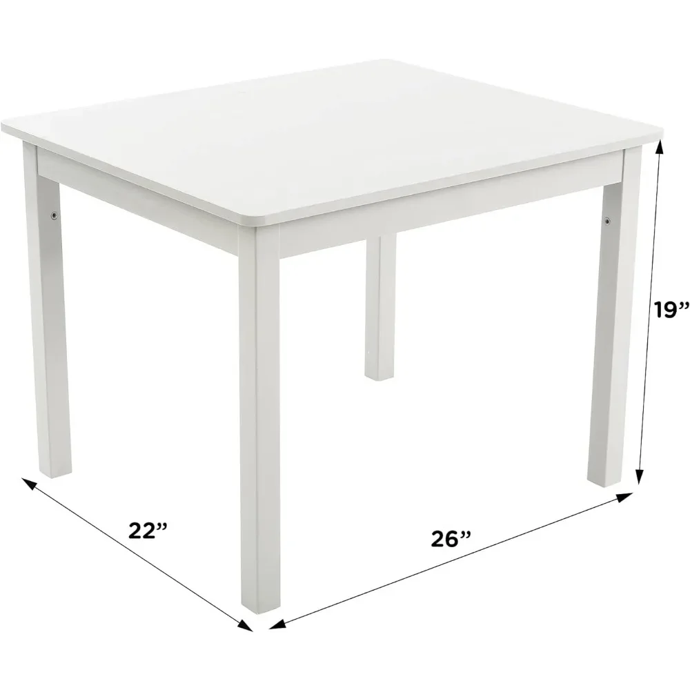 Kids Wood Table and Chair Set (4 Chairs Included)-Ideal for Arts & Crafts, Snack Time, Homeschooling,White, Pink, Purple