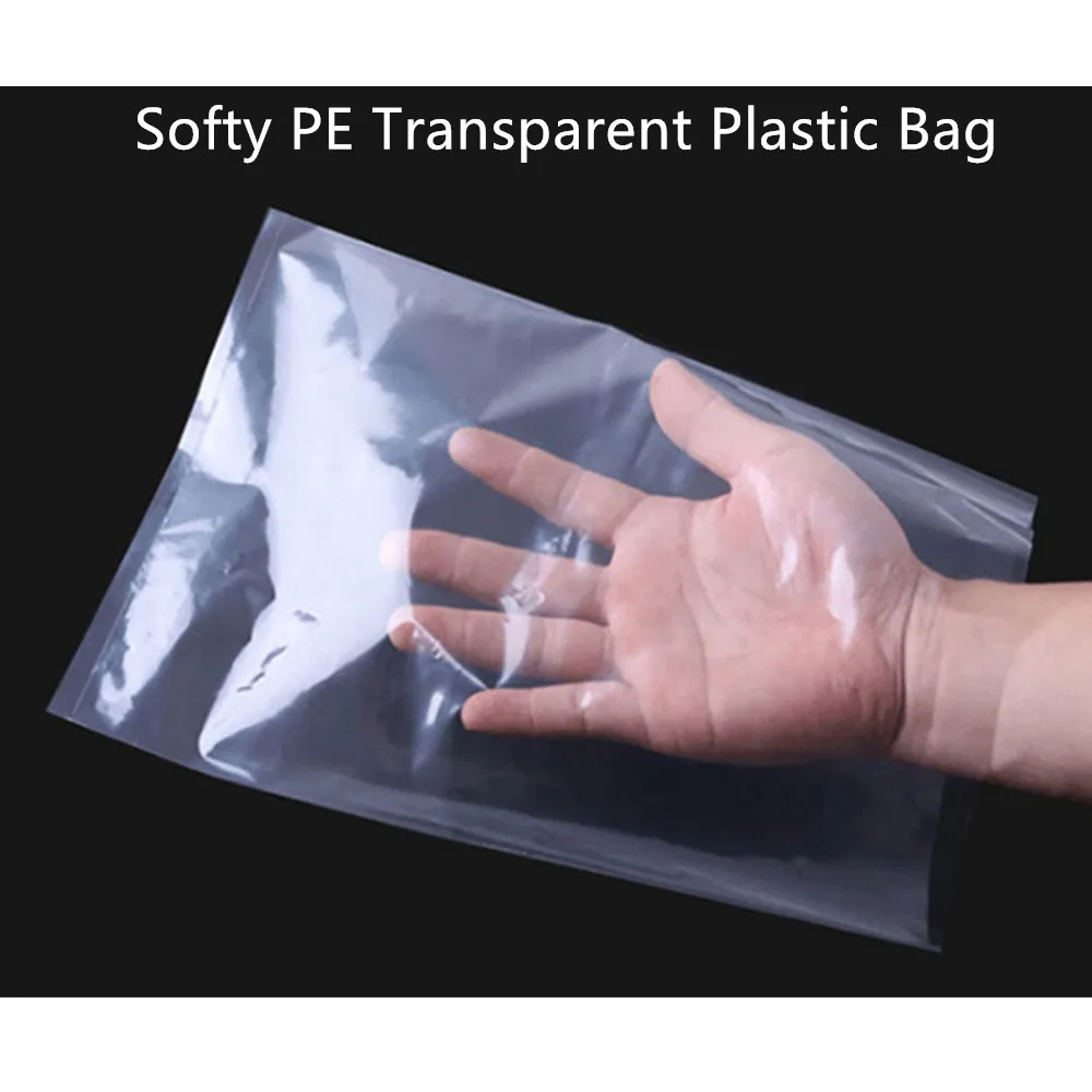 500Pcs Food Grade Clear PE Flat Bags - Waterproof Poly Plastic Lining Pack Pouch Towel Household Package Heat Seal Toys Pack-bag 2