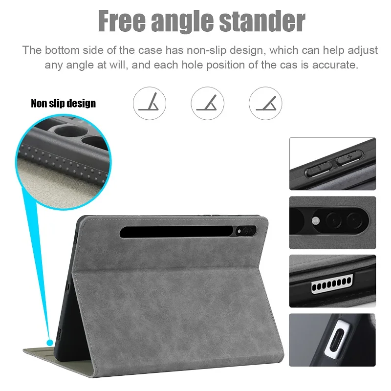 Ardissi Microfibra pu Couro Flip Sleeve Tablet Stand Case Capa Não-magnética para Samsung Galaxy Tab s8 Plus s7 fe Livro Folio - Imagem 5