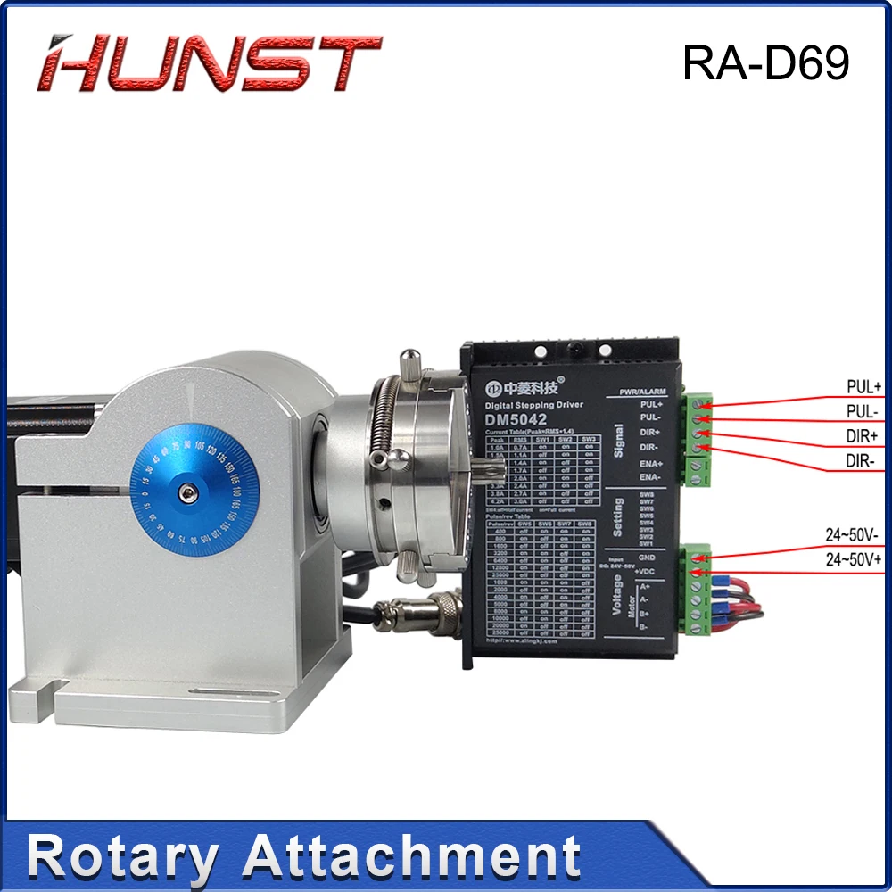헌스트 파이버 레이저 마킹 링 로터리 부품, 드라이버 작업대 직경 3-91mm, 레이저 조각 D69 로터리 부착물